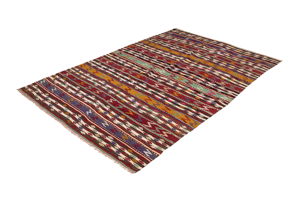 Handmade Multicolor Striped Kilim Area Rug