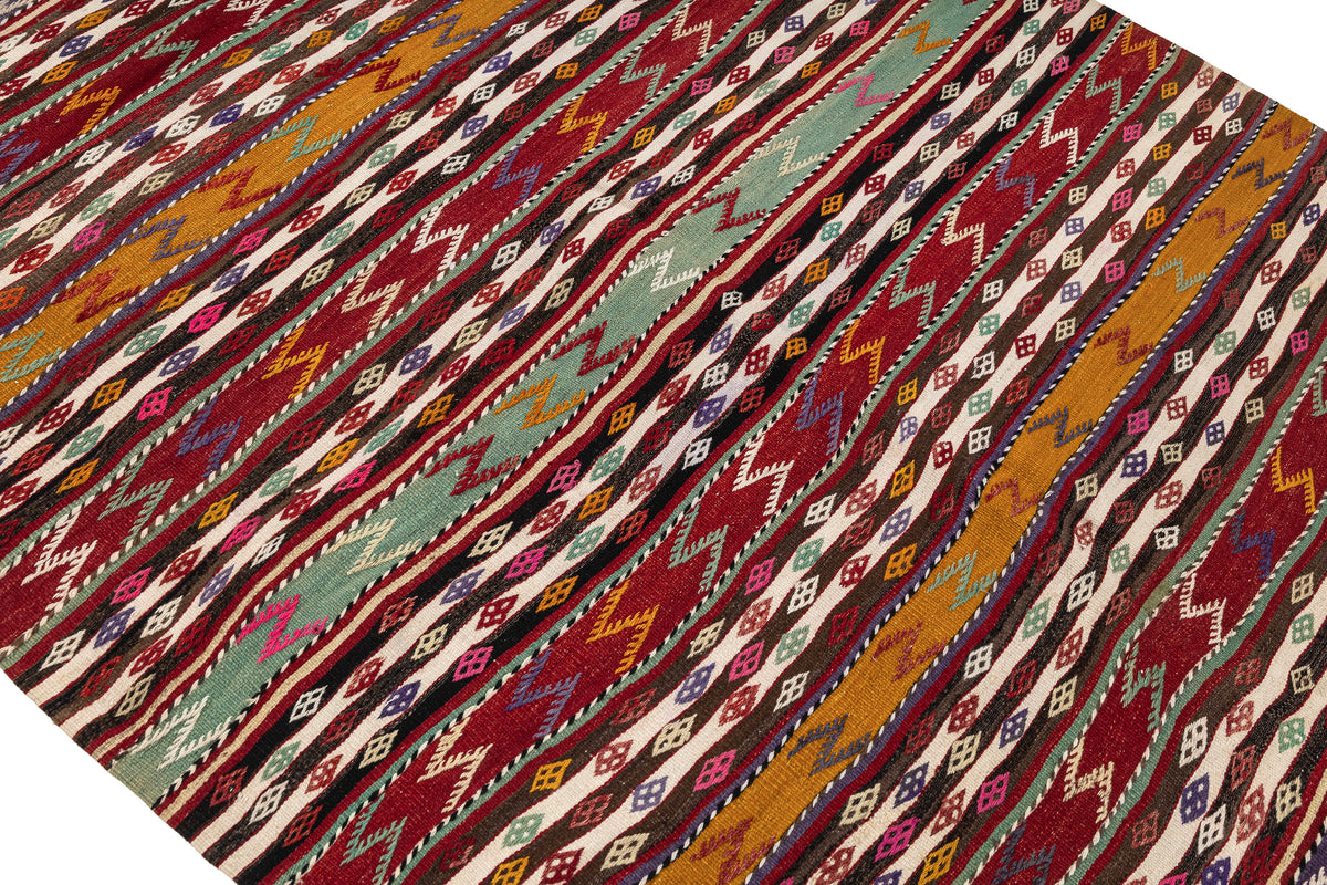 Handmade Multicolor Striped Kilim Area Rug