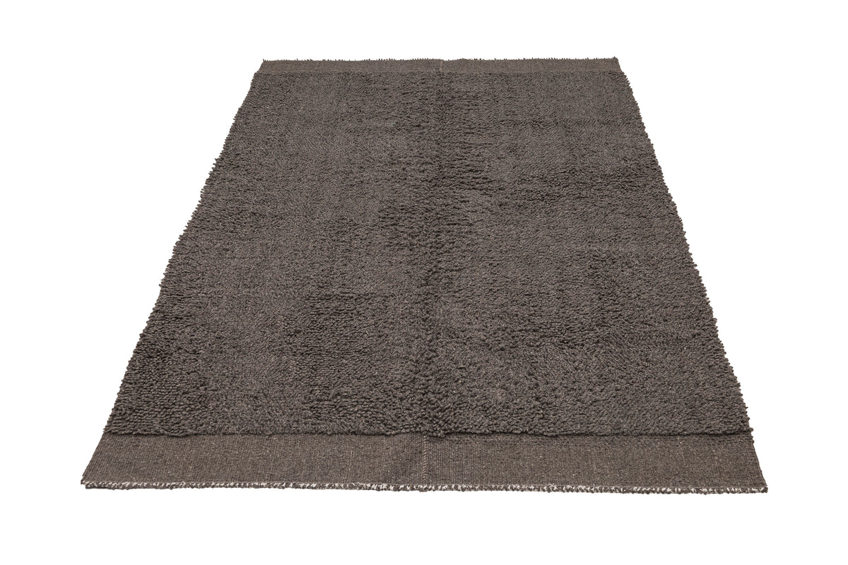 Handmade Organic Black Gray Turkish Wool Rug