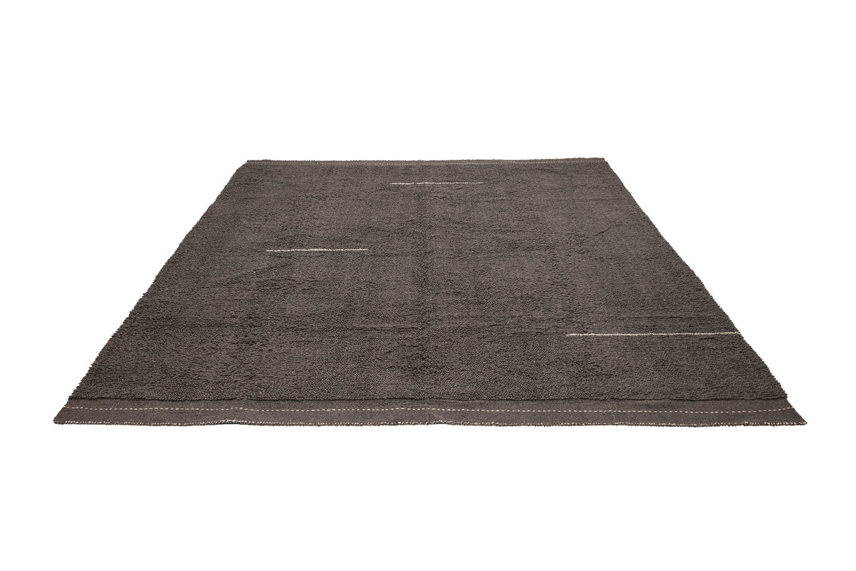 Handmade Organic Black Gray Turkish Wool Rug