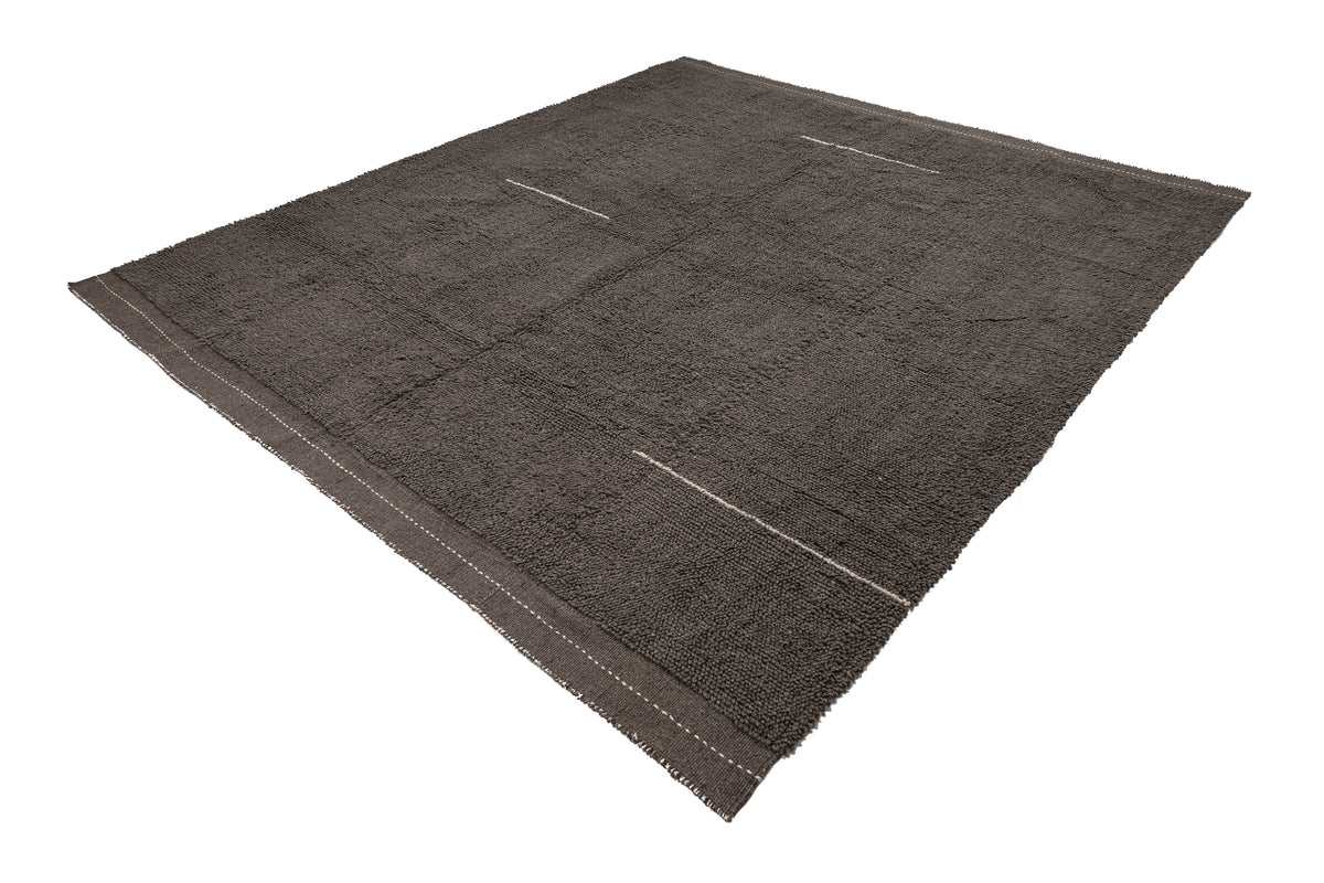 Handmade Organic Black Gray Turkish Wool Rug