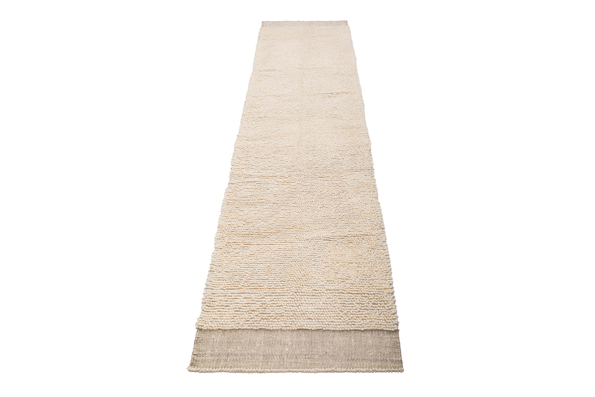 Handmade Organic Neutral Turkish Runner Wool Rug