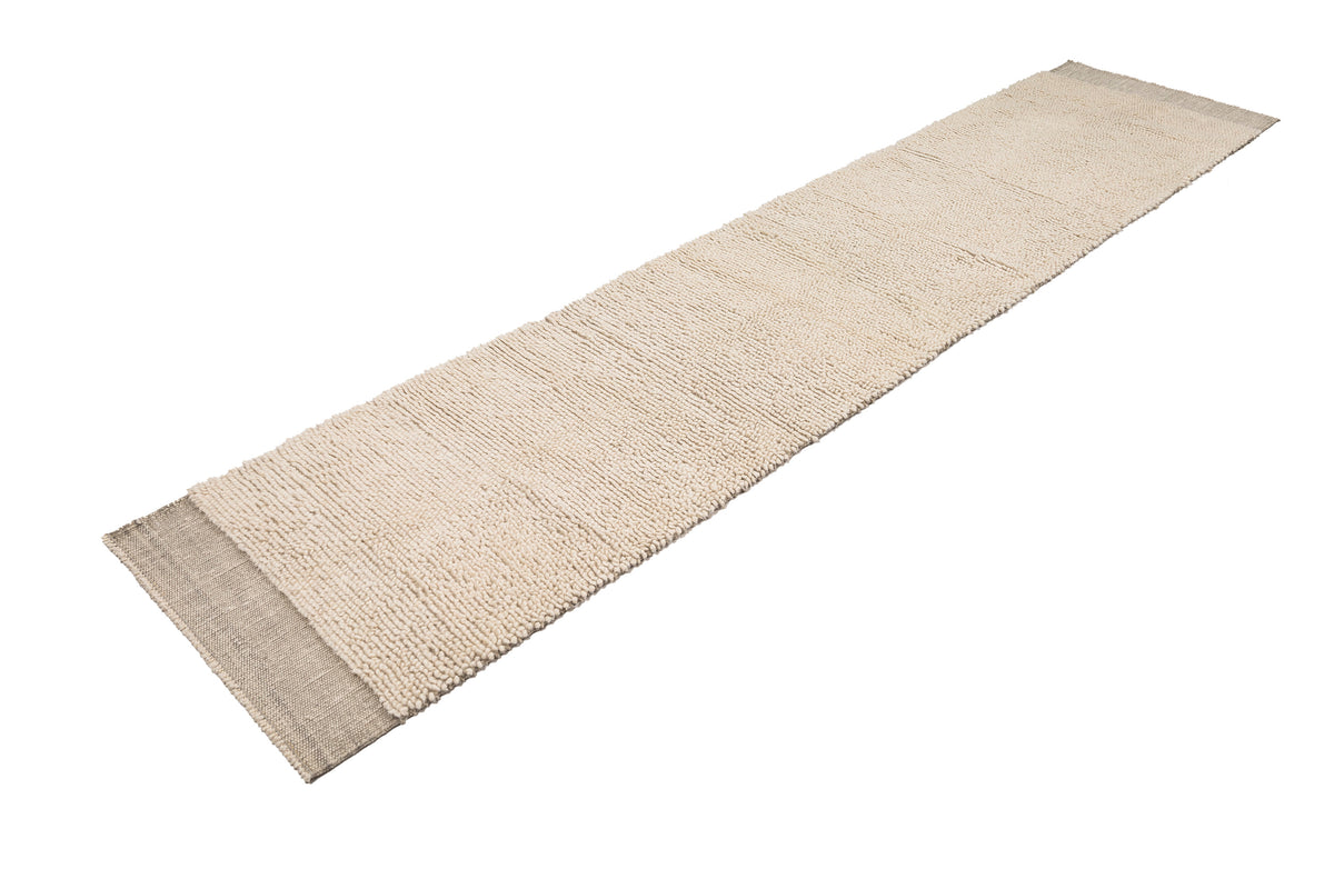 Handmade Organic Neutral Turkish Runner Wool Rug