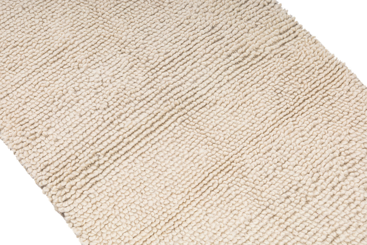 Handmade Organic Neutral Turkish Runner Wool Rug