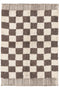 Checkered rug with brown and white squares
