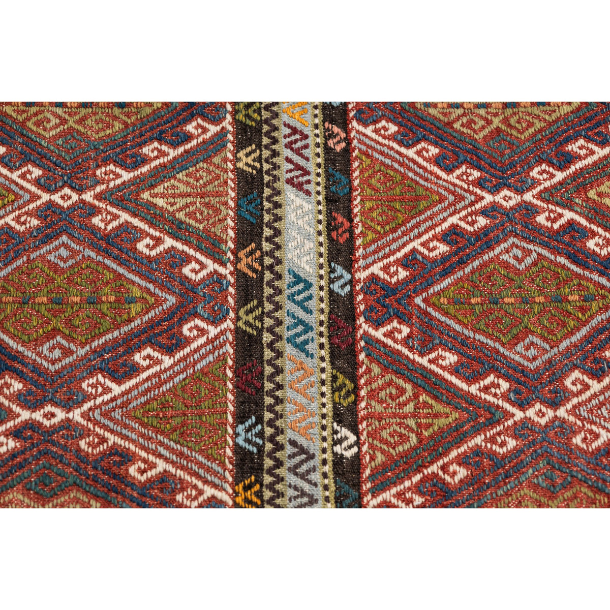 - (3'5'' x 6'11'') New Turkish Geometric Colorful Design Kilim Rug