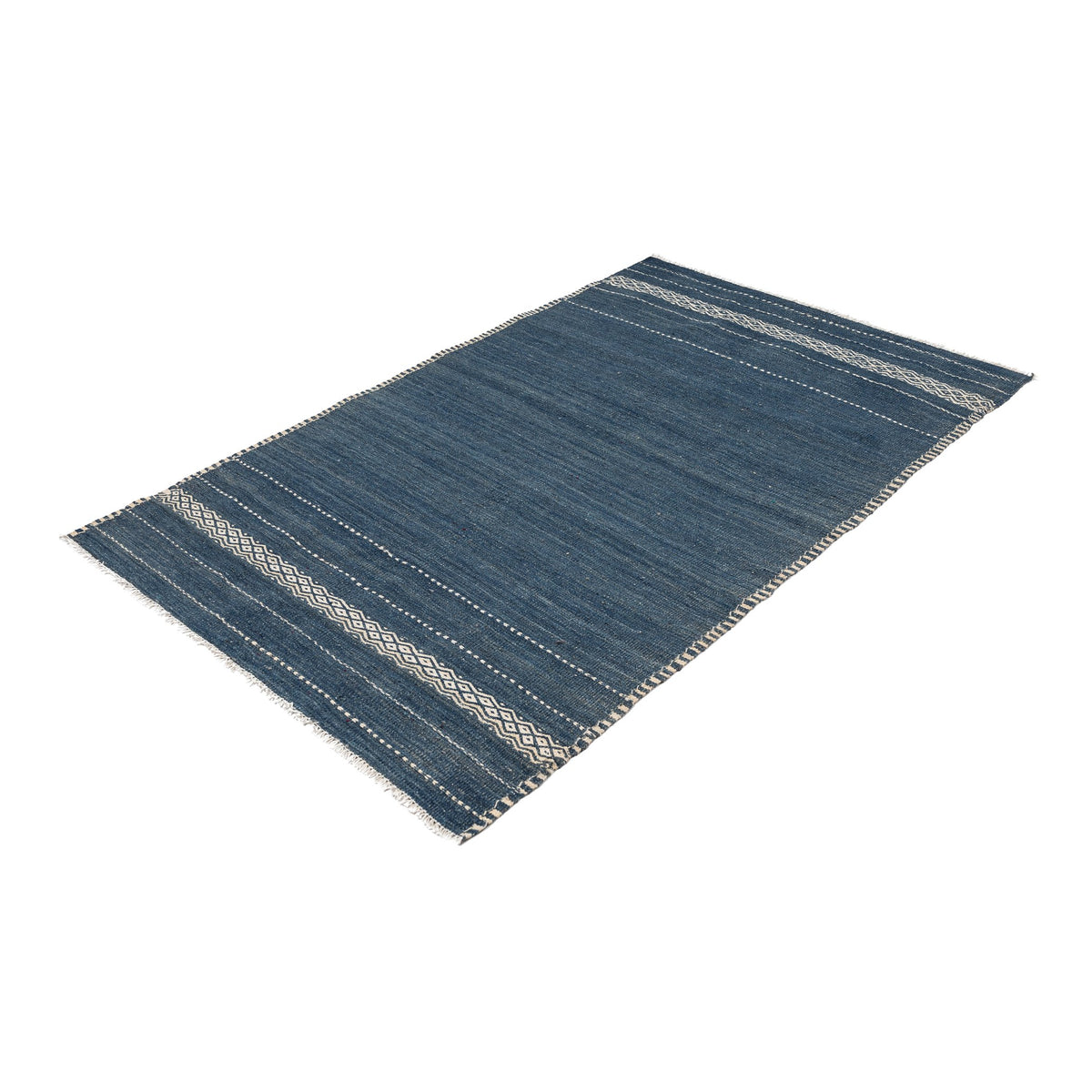 - (3'10'' x 6'1'') New Turkish Modern Design Blue Kilim Rug