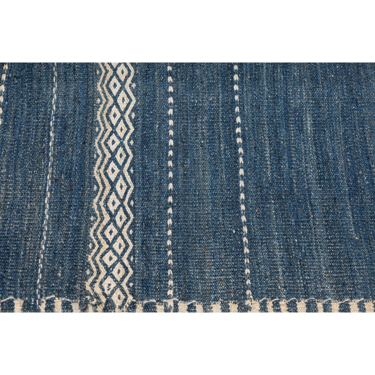 - (3'10'' x 6'1'') New Turkish Modern Design Blue Kilim Rug