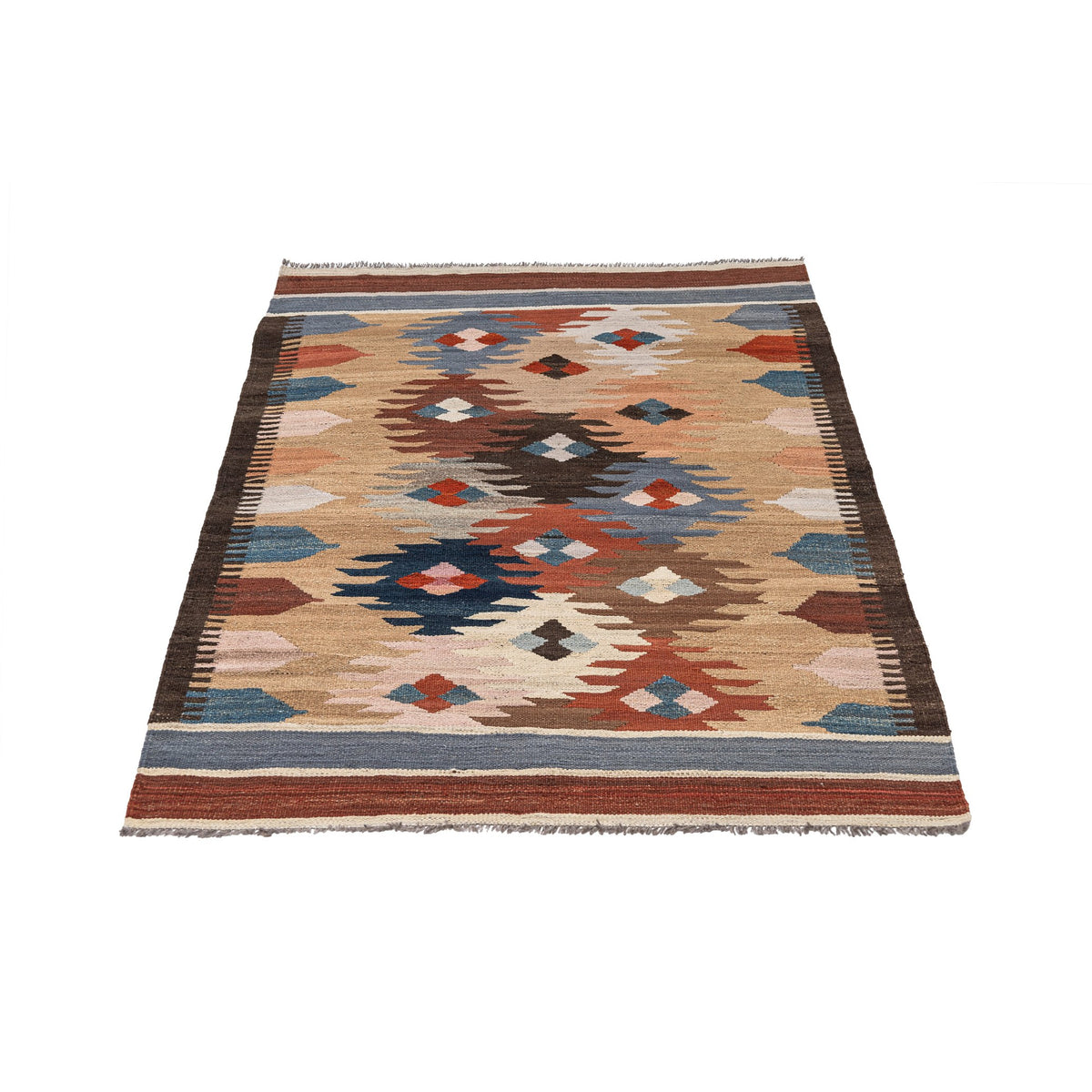 - (3'3'' x 4'11'') New Turkish Modern Design Colorful Kilim Rug