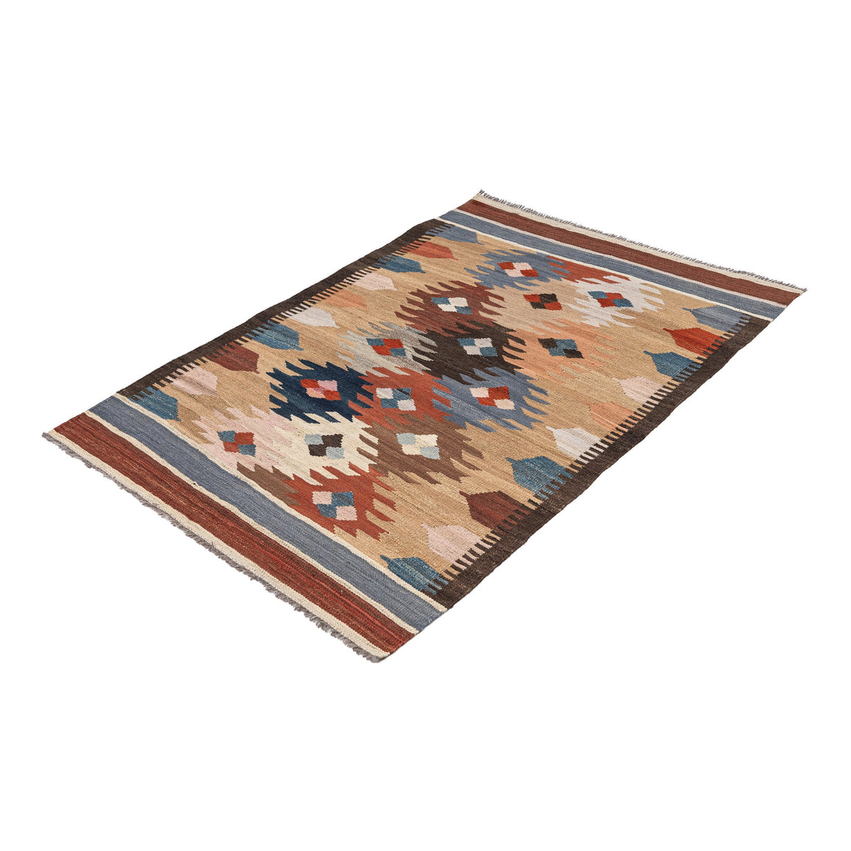 - (3'3'' x 4'11'') New Turkish Modern Design Colorful Kilim Rug