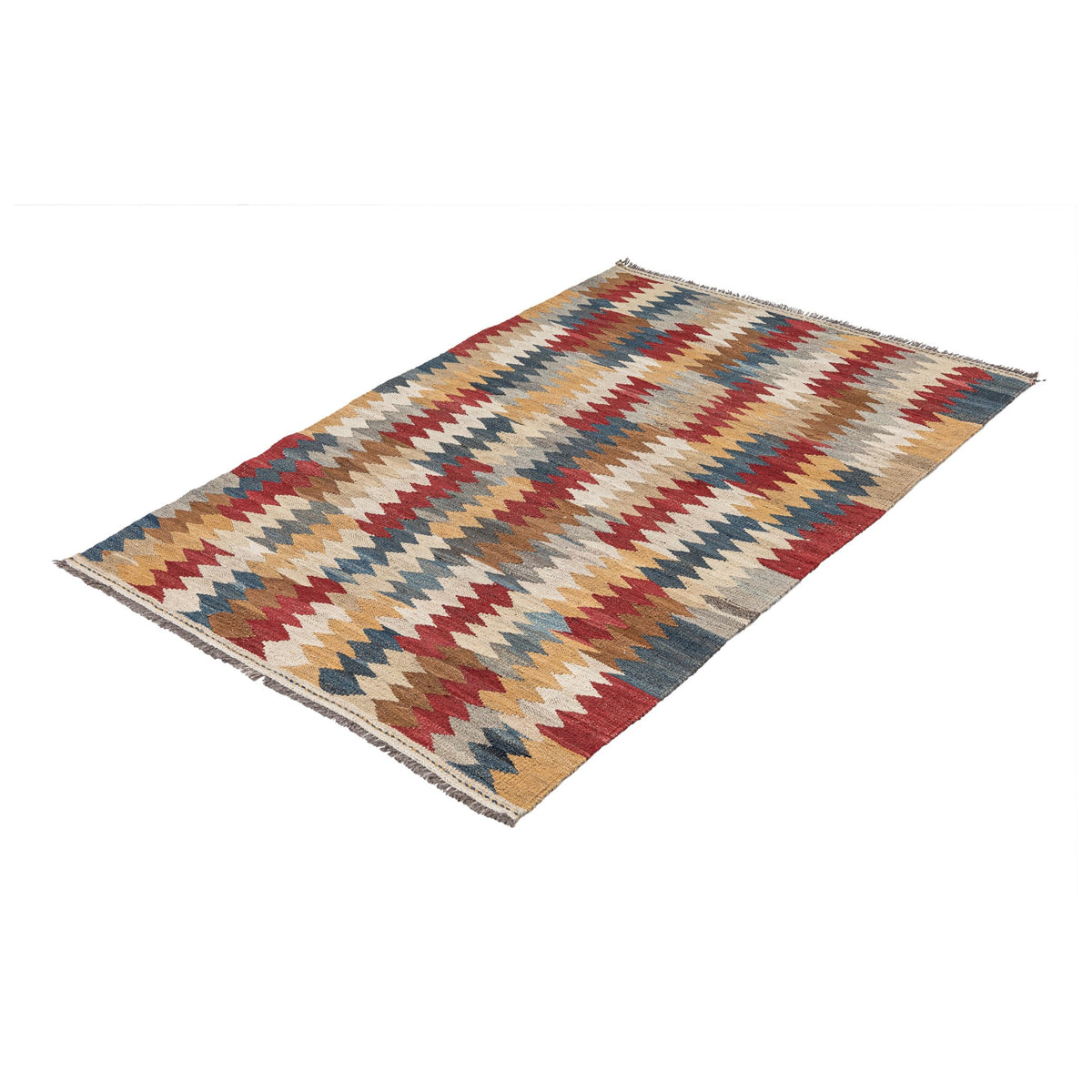 - (3'5'' x 5'1'') New Turkish Modern Design Colorful Kilim Rug