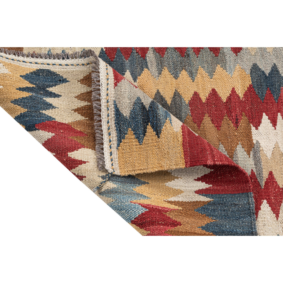 - (3'5'' x 5'1'') New Turkish Modern Design Colorful Kilim Rug