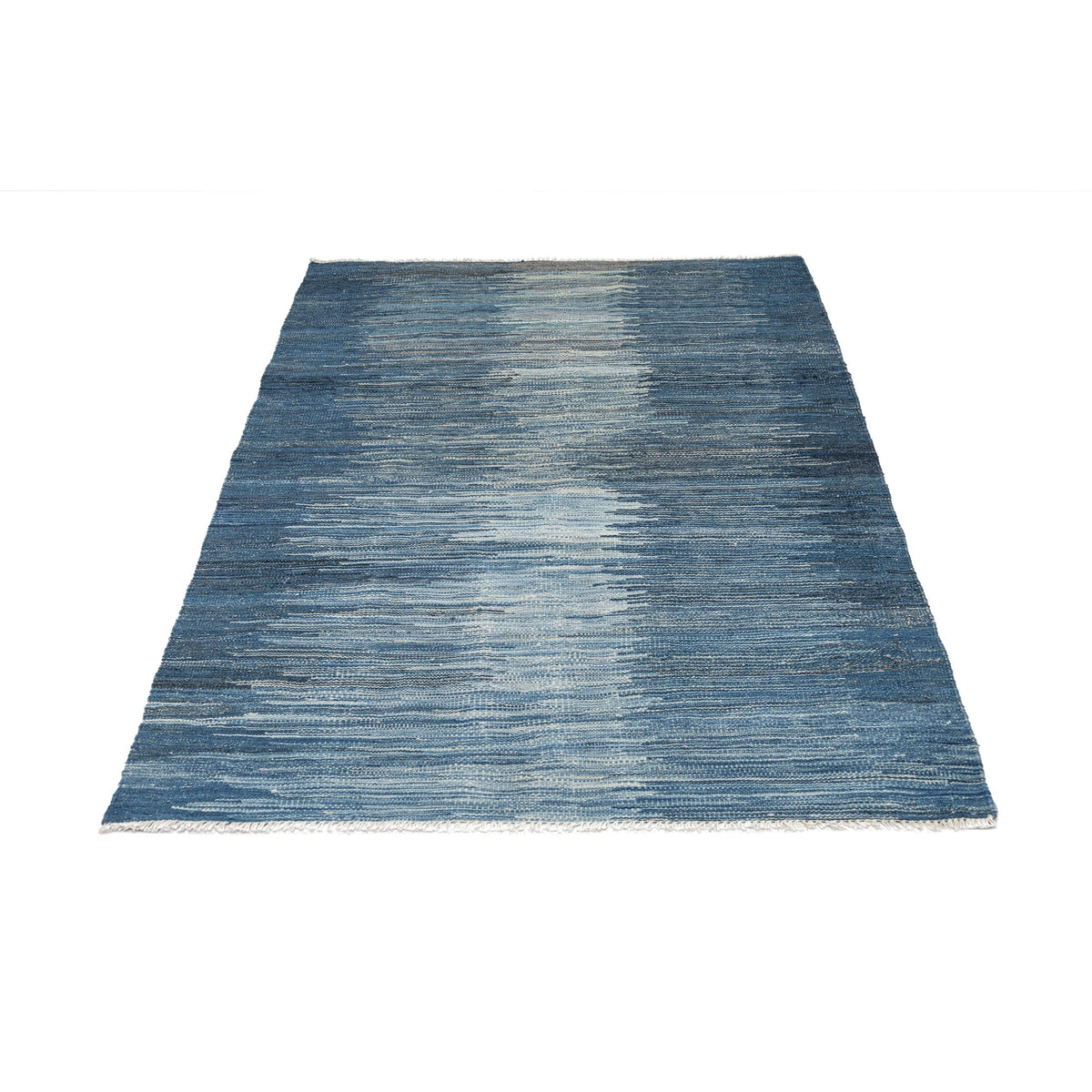 - (3'9'' x 6'1'') New Turkish Modern Design Blue Kilim Rug