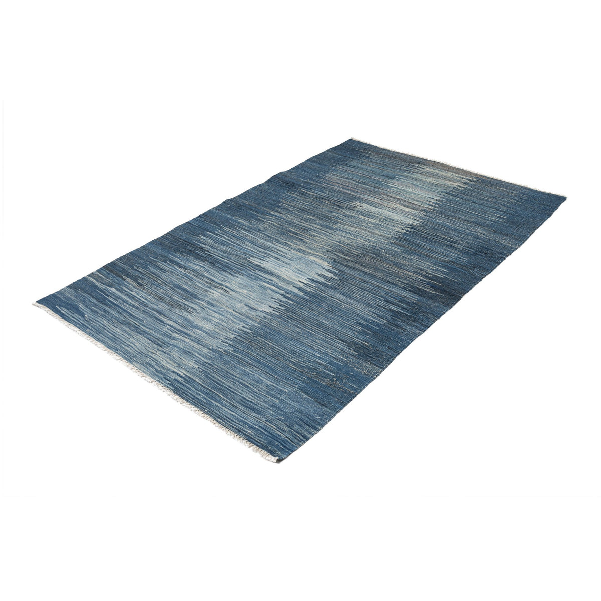 - (3'9'' x 6'1'') New Turkish Modern Design Blue Kilim Rug