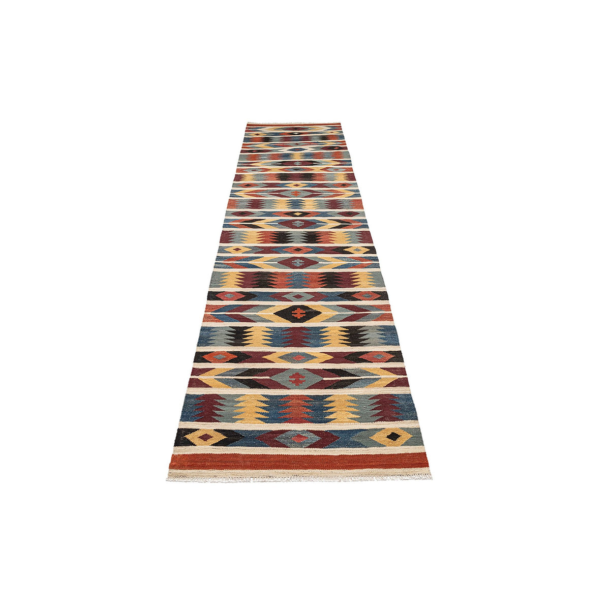 - (2'8'' x 11'2'') New Handwoven Modern Design Kilim Runner