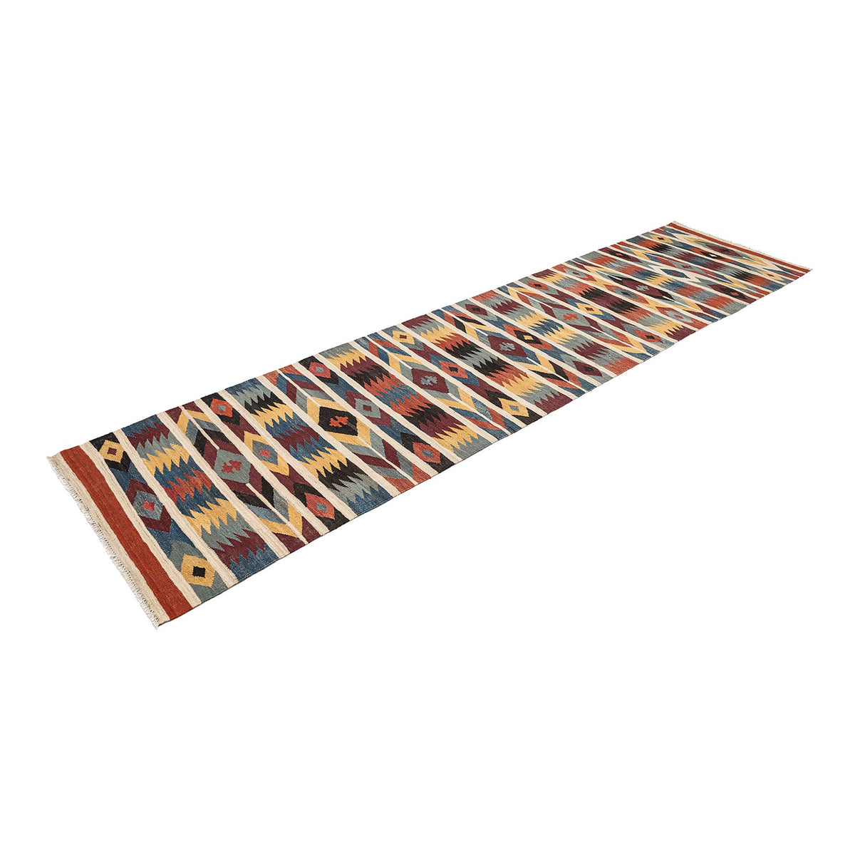 - (2'8'' x 11'2'') New Handwoven Modern Design Kilim Runner