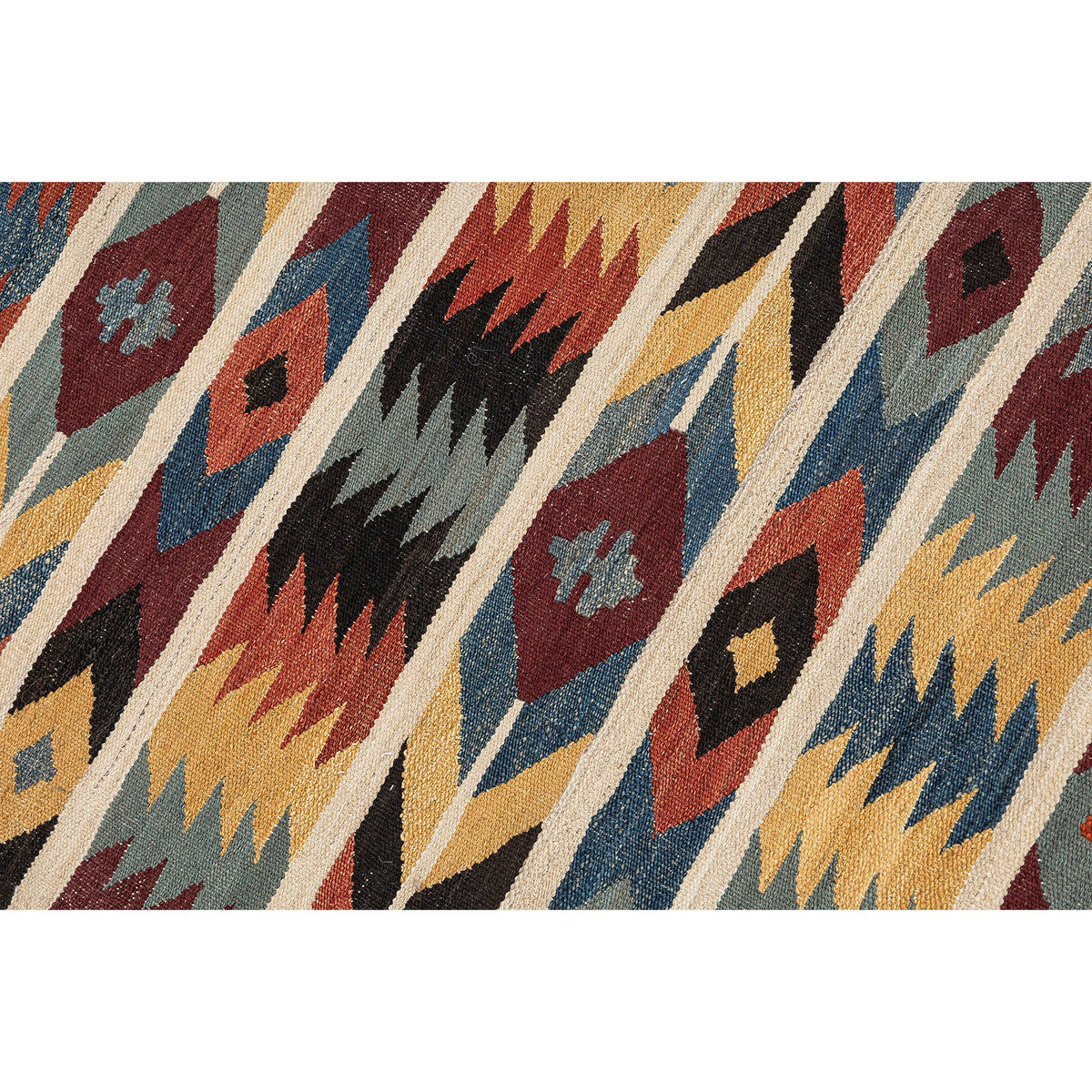 - (2'8'' x 11'2'') New Handwoven Modern Design Kilim Runner