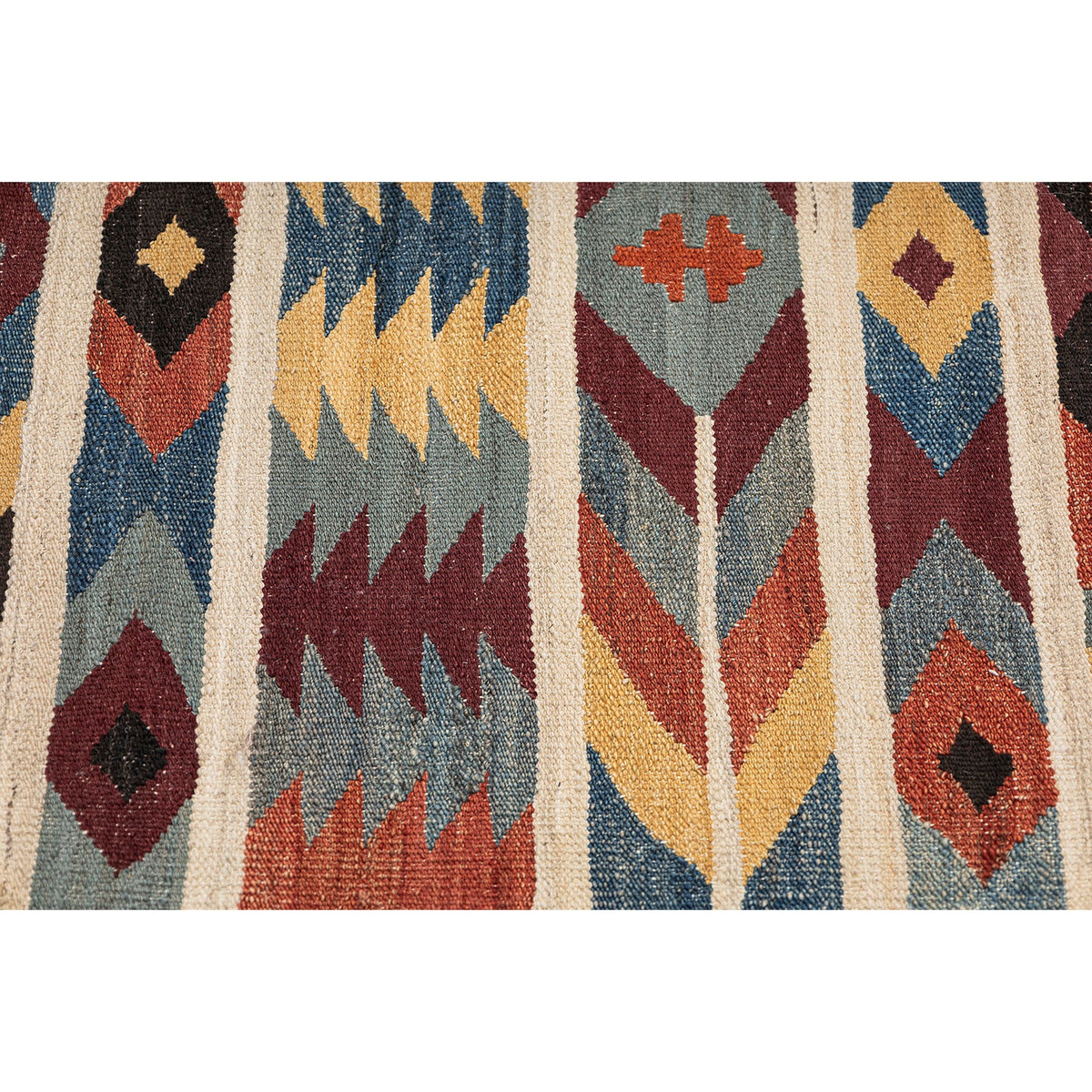 - (2'8'' x 11'2'') New Handwoven Modern Design Kilim Runner