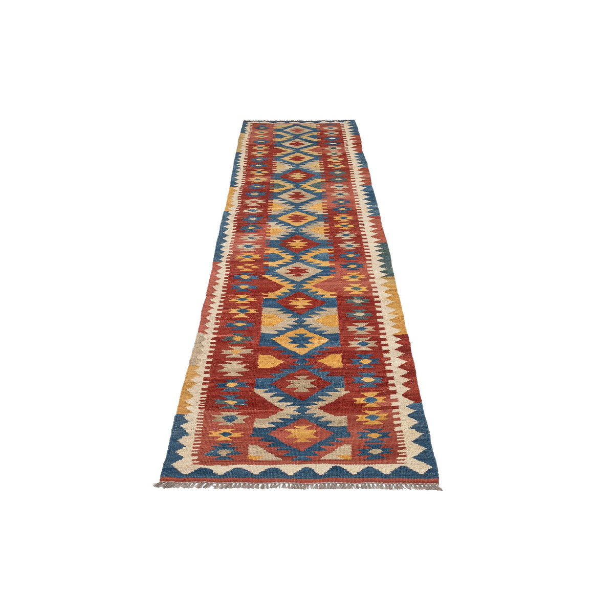 - (2'7'' x 9'7'') New Handwoven Modern Design Kilim Runner