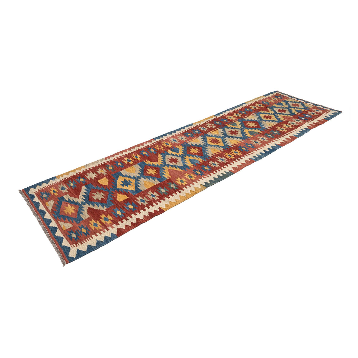 - (2'7'' x 9'7'') New Handwoven Modern Design Kilim Runner