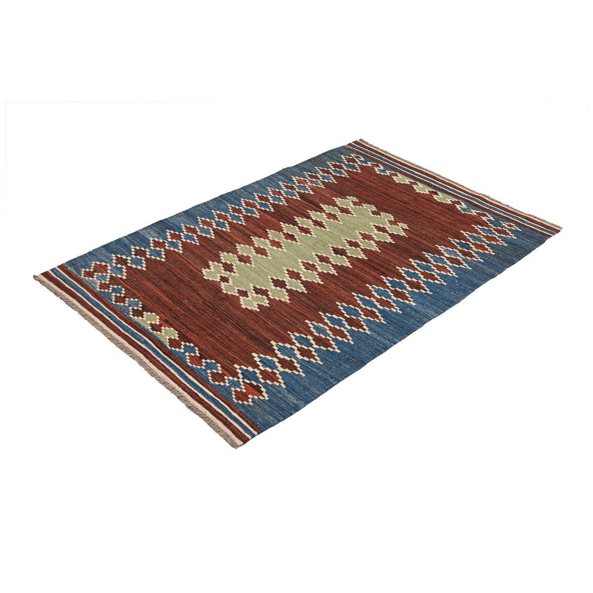 - (3'5'' x 4'10'') New Handwoven Modern Design Kilim Rug