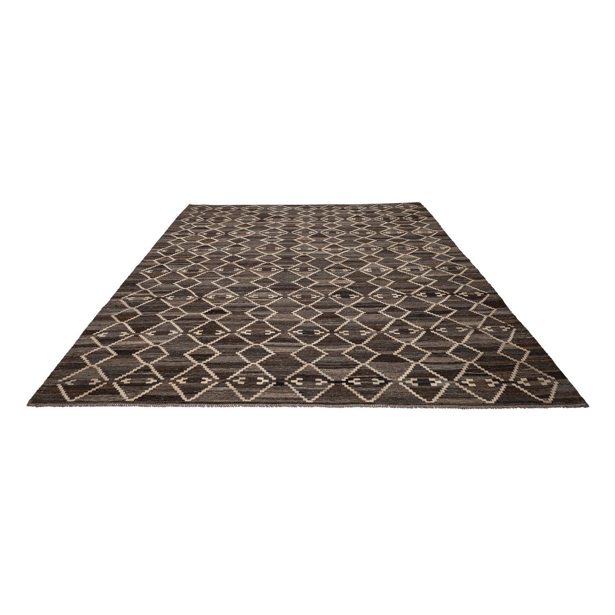 (8'8'' x 9'8'') New Turkish Modern Design Brown Kilim Rug