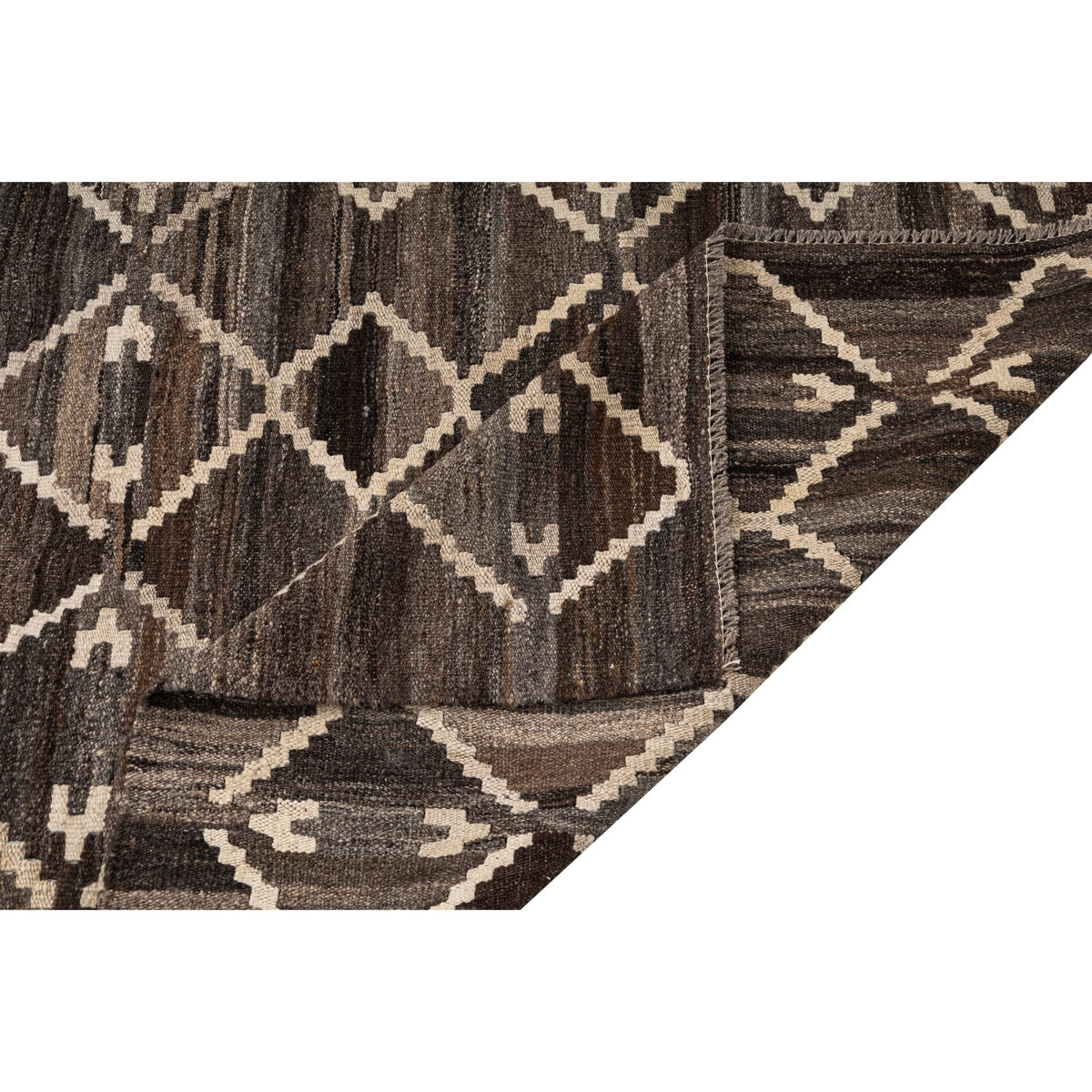 (8'8'' x 9'8'') New Turkish Modern Design Brown Kilim Rug