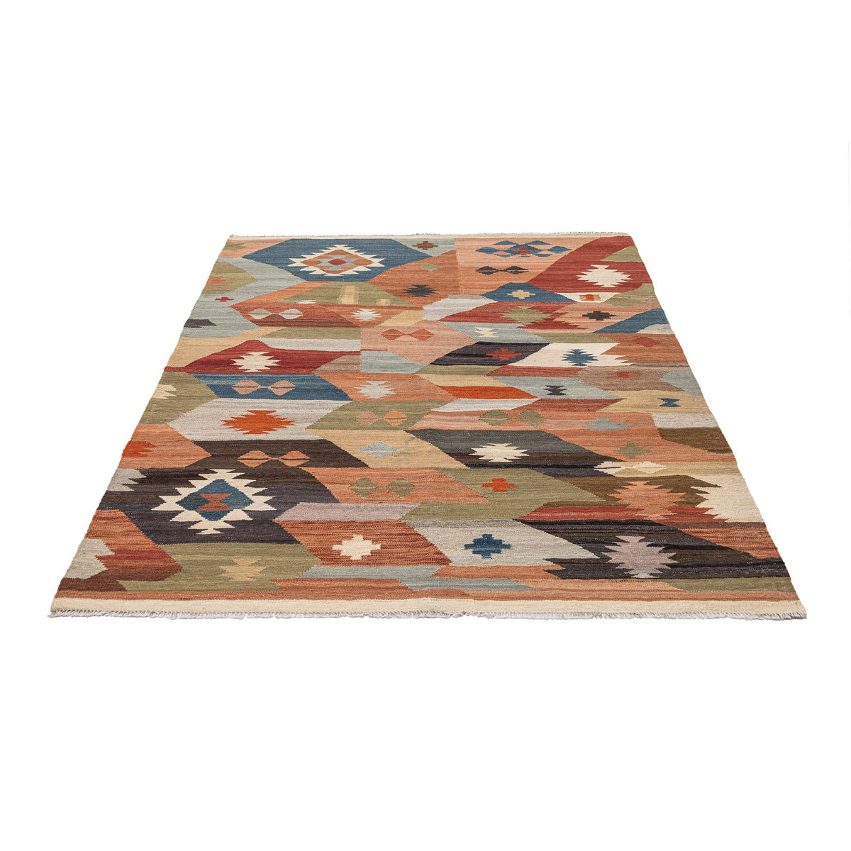 (5'1'' x 6'7'') Colorful Modern Design Turkish Kilim Rug