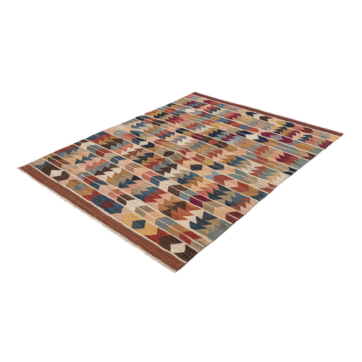 (5'1'' x 6'4'') Colorful Turkish Modern Design Kilim Medium Rug