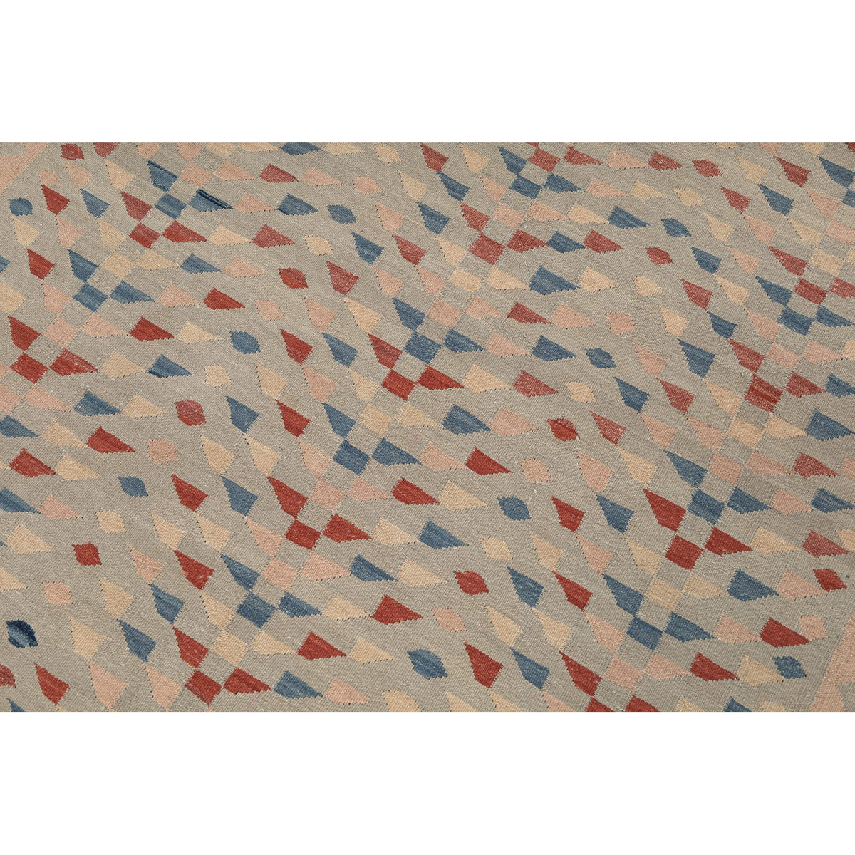 (4'11'' x 6'7'') Natural Red Blue Modern Design Kilim Rug