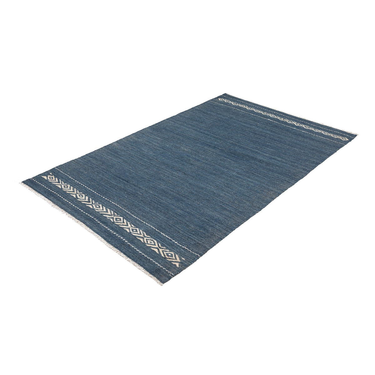 (3'11'' x 6'3'') Blue Modern Design Turkish Kilim Rug