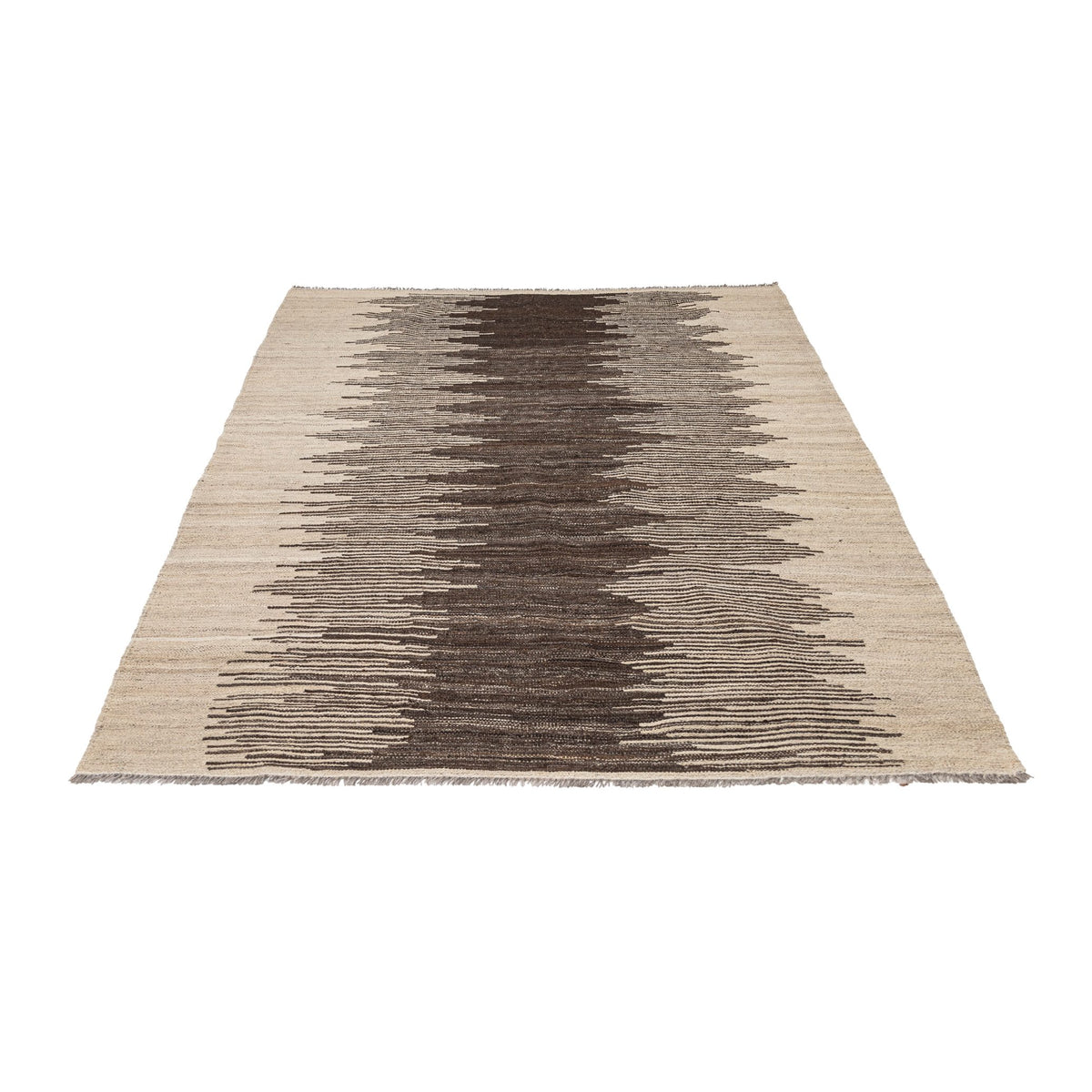 (5'2'' x 6'11'') Beige Brown Modern Design Turkish Kilim Rug