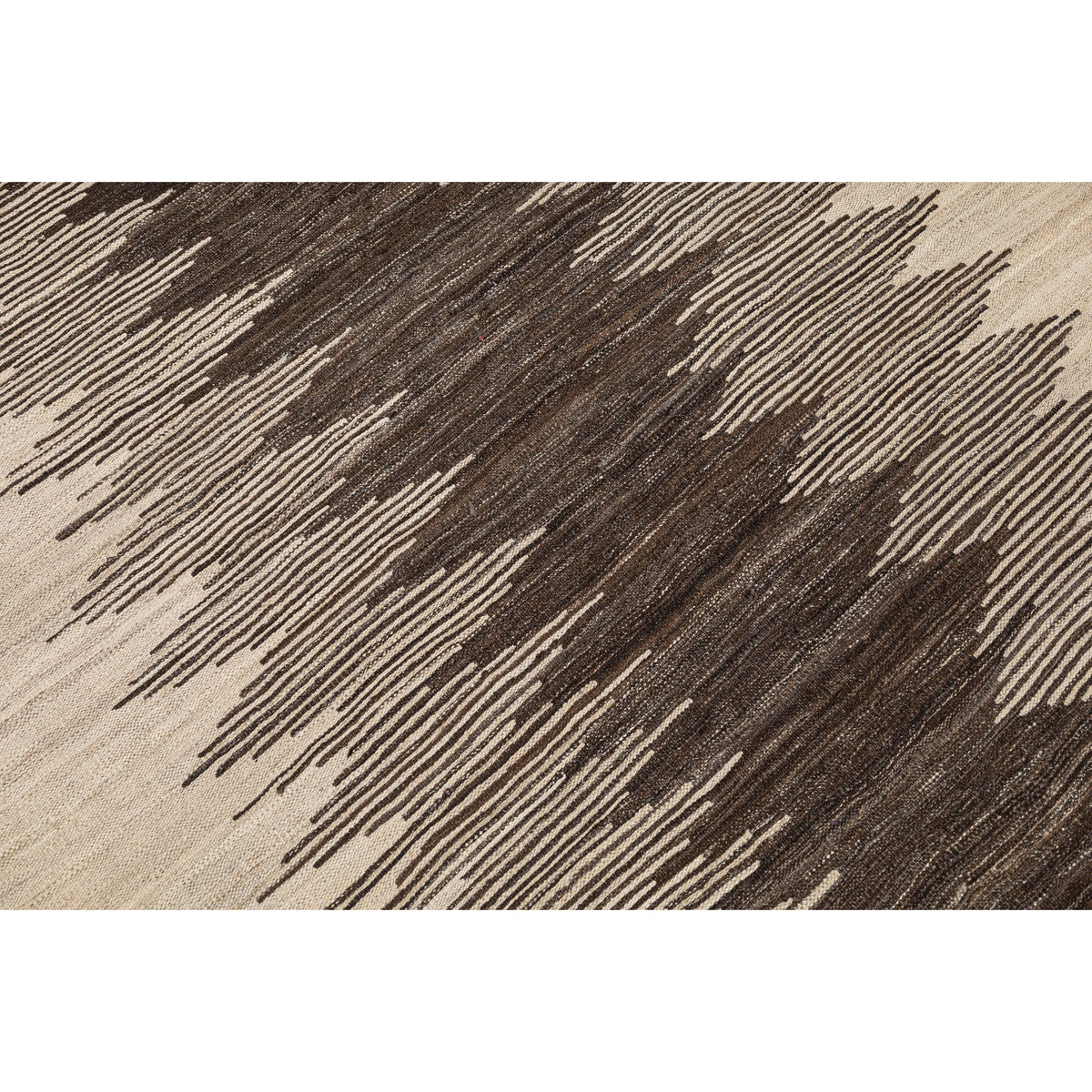 (5'2'' x 6'11'') Beige Brown Modern Design Turkish Kilim Rug