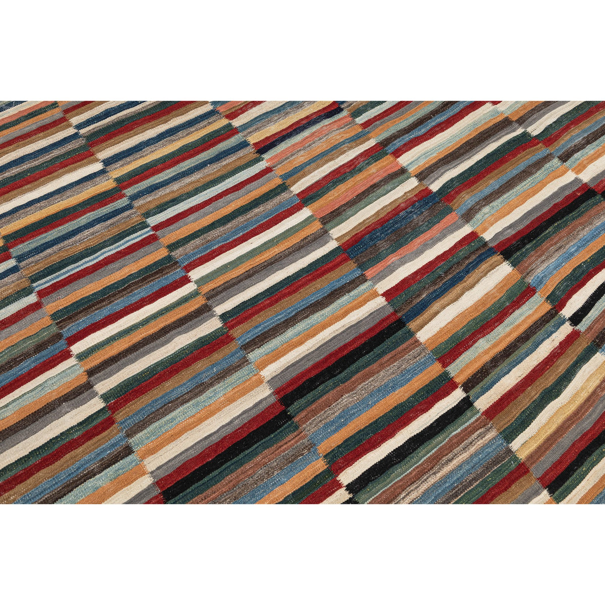 (5'8'' x 6'5'') Colorful Striped Modern Design Turkish Kilim Rug