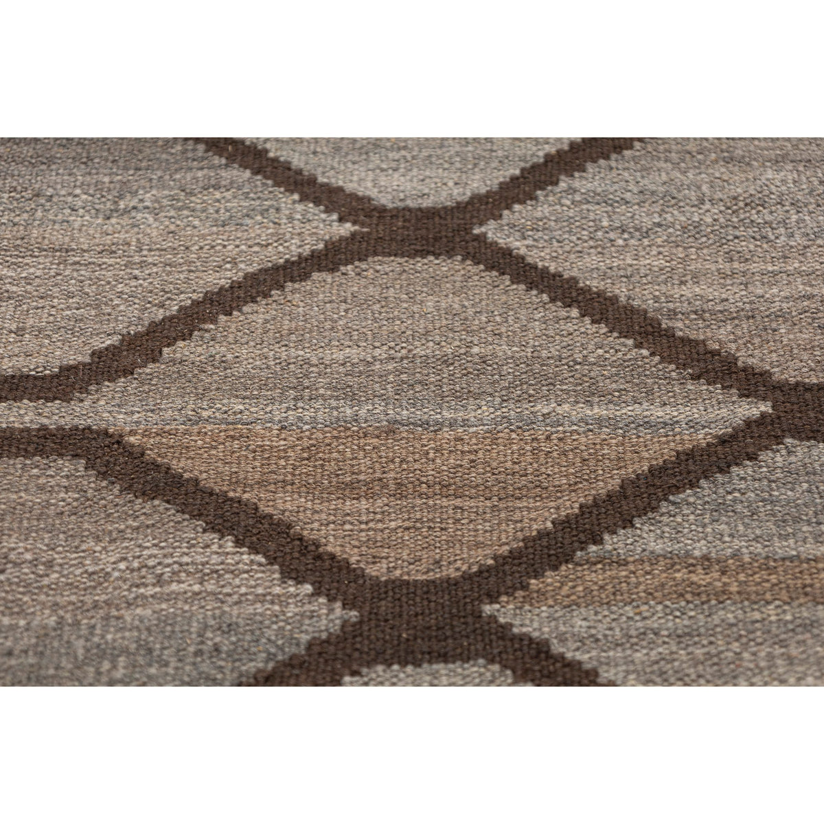 (6'10'' x 9'8'') Brown Beige Modern Design Turkish Kilim Rug