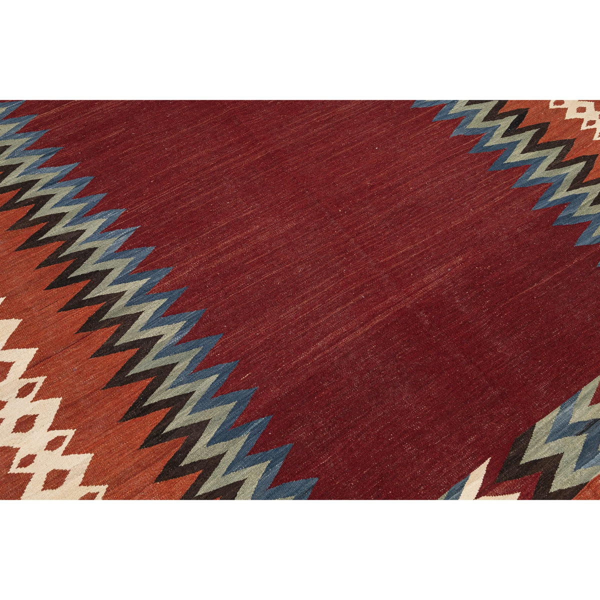 (6'8'' x 9'7'') Red Modern Design Turkish Kilim Rug