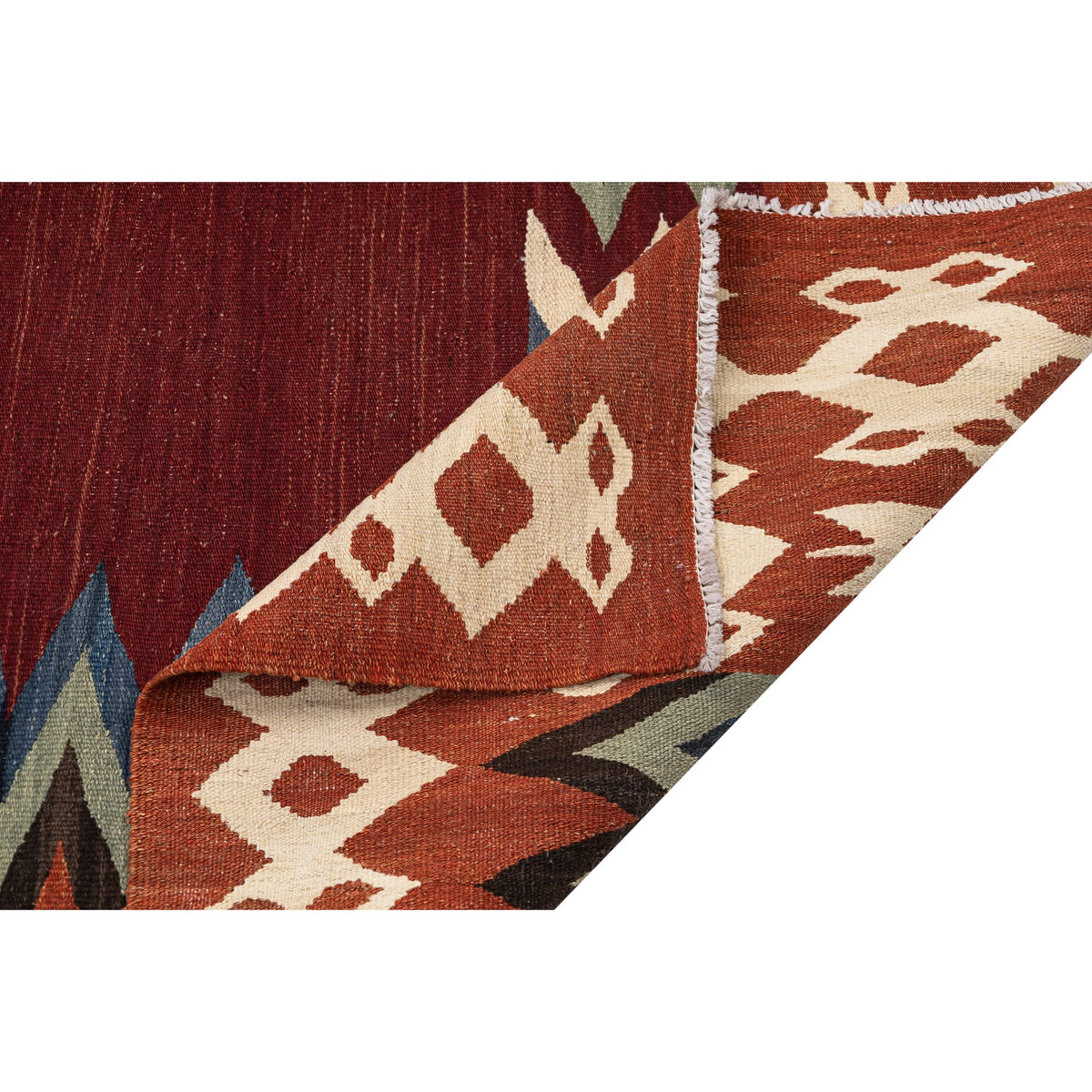 (6'8'' x 9'7'') Red Modern Design Turkish Kilim Rug