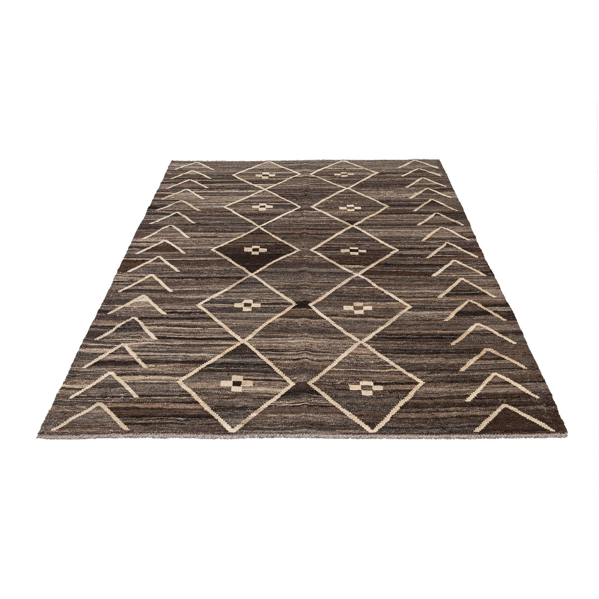 (5'1'' x 6'10'') Brown Beige Moroccan Design Kilim Rug