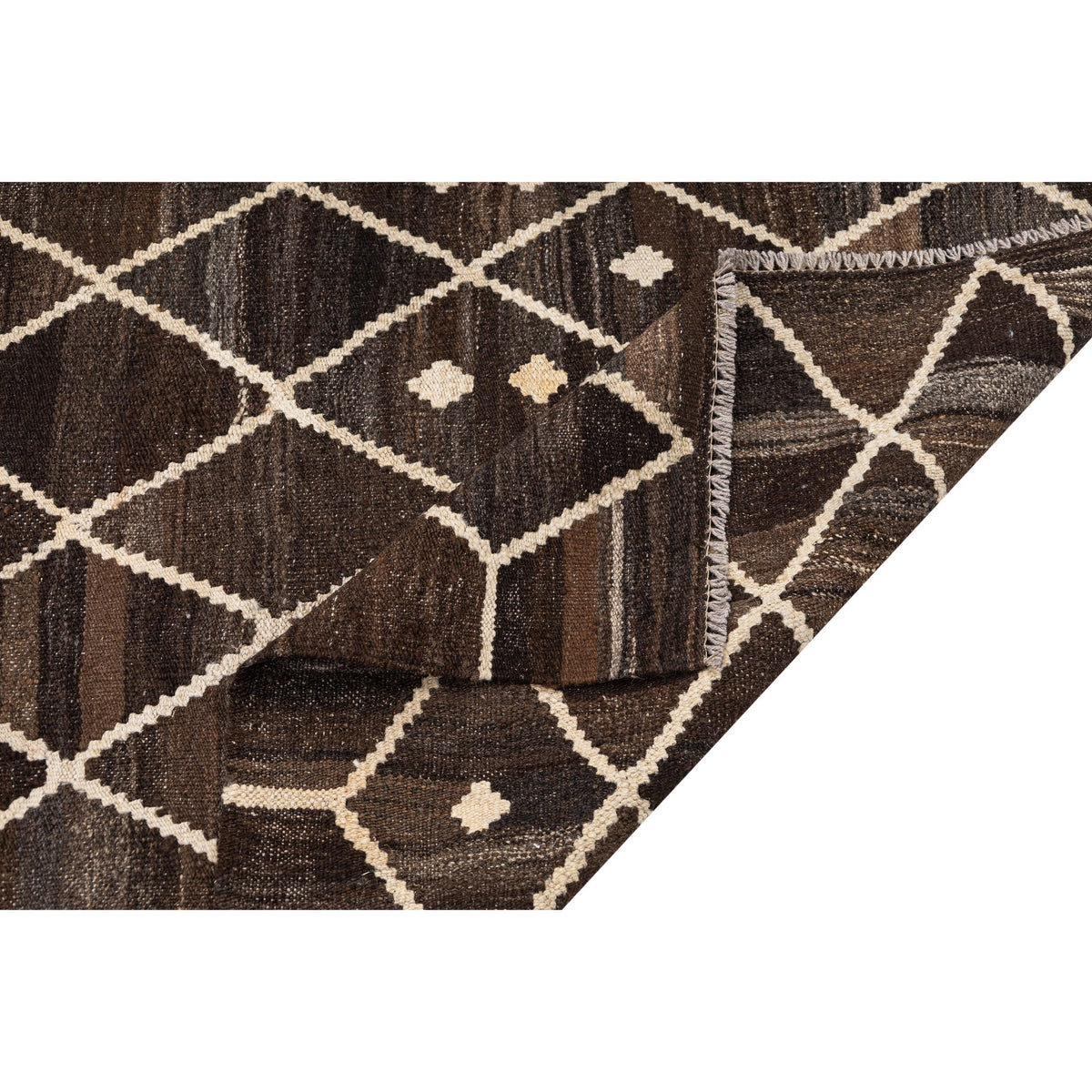 (6'2'' x 7'10'') Brown Moroccan Design Kilim Rug