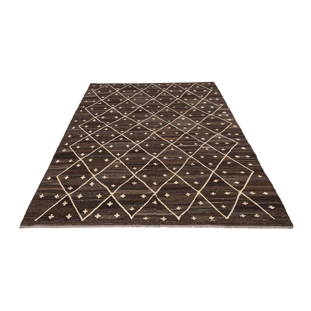 (5'9'' x 8'2'') Brown Moroccan Design Kilim Rug