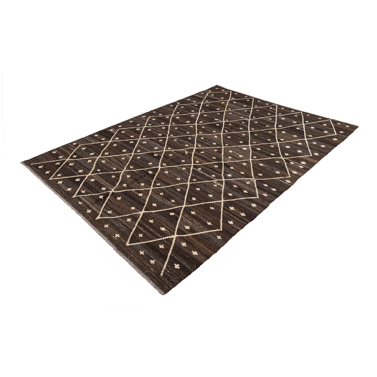 (5'9'' x 8'2'') Brown Moroccan Design Kilim Rug