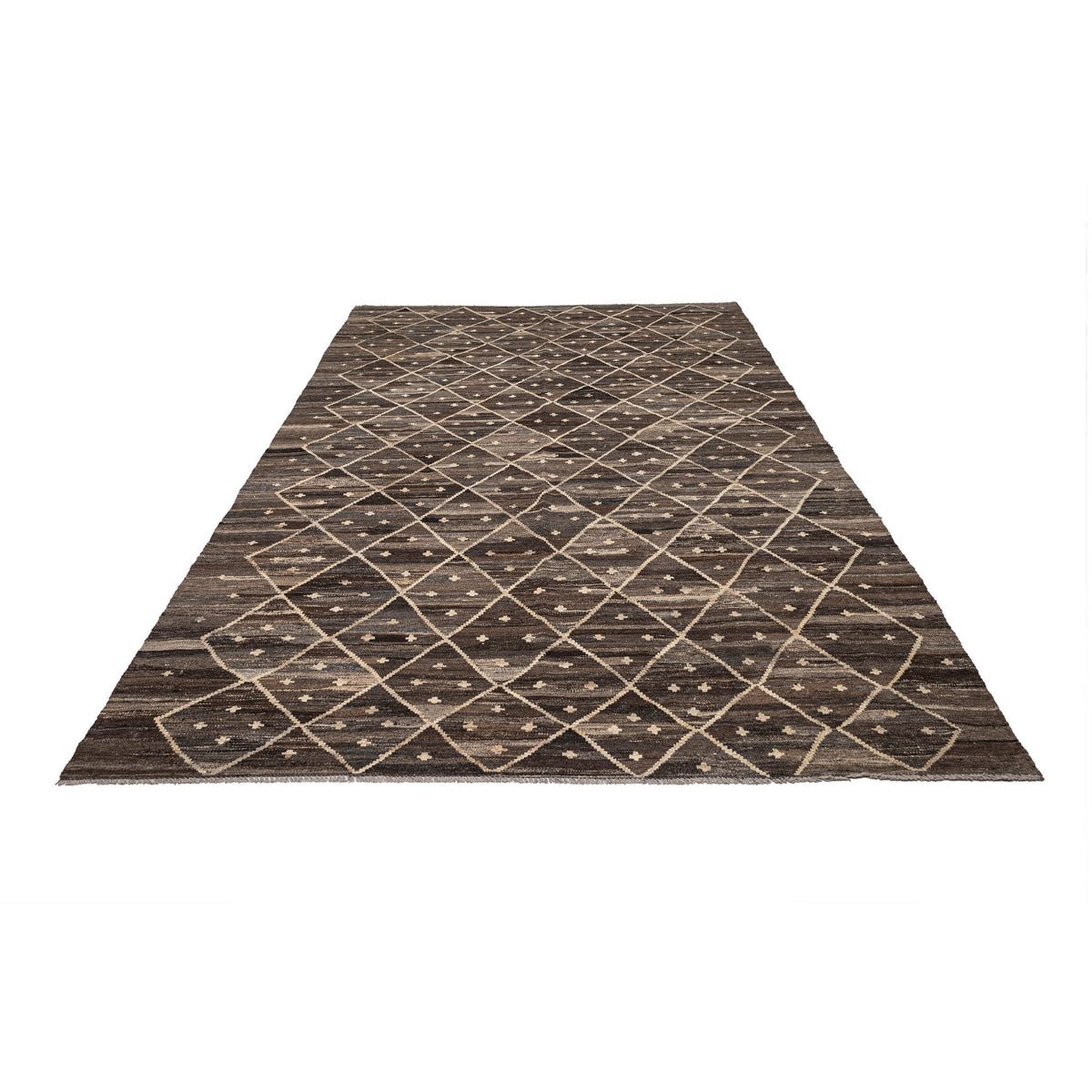 (6'11'' x 9'11'') Brown Moroccan Design Kilim Rug