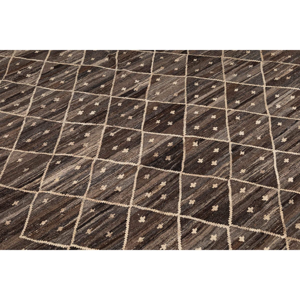 (6'11'' x 9'11'') Brown Moroccan Design Kilim Rug