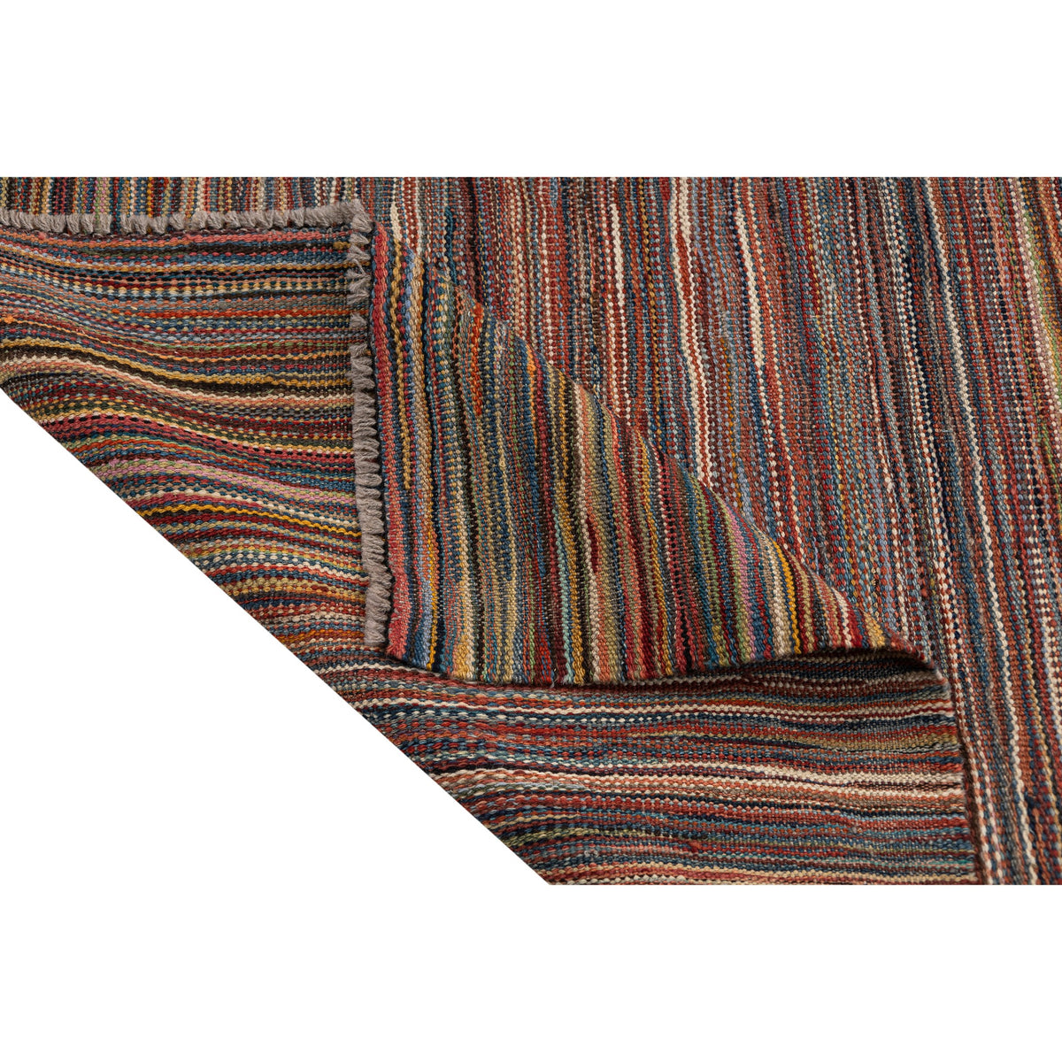 (5'11'' x 8'10'') Multicolor Striped Turkish Kilim Rug