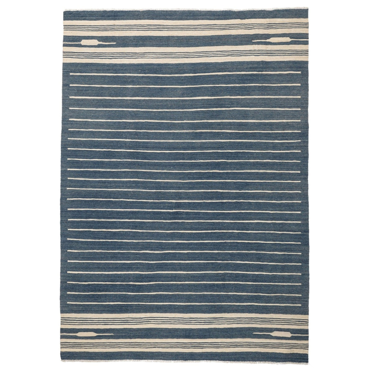 (5'9'' x 8'1'') Blue Striped Turkish Kilim Rug