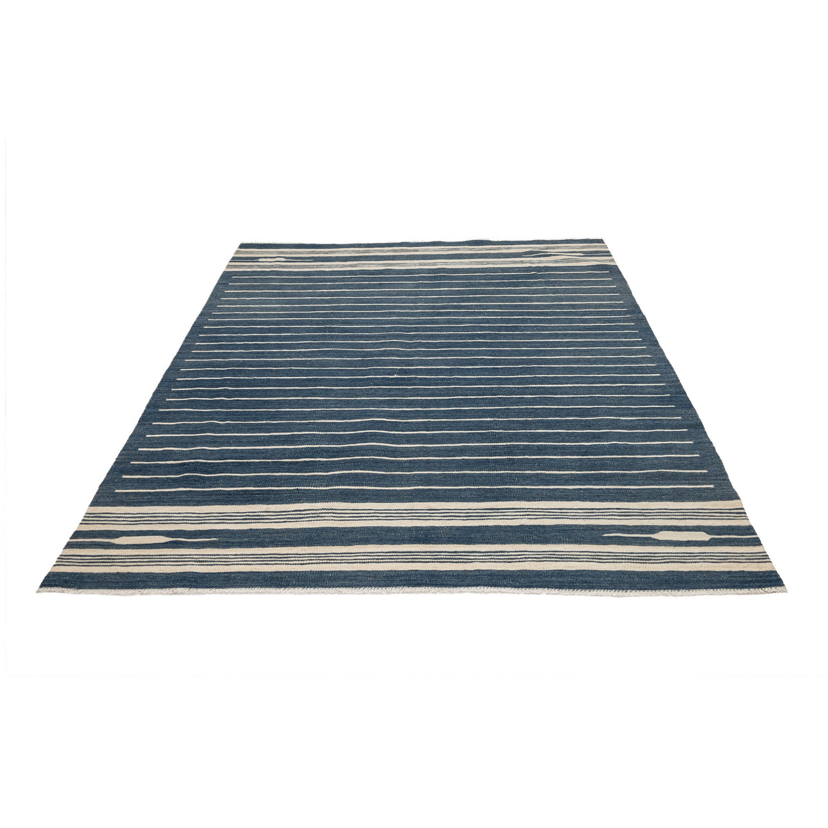 (5'9'' x 8'1'') Blue Striped Turkish Kilim Rug