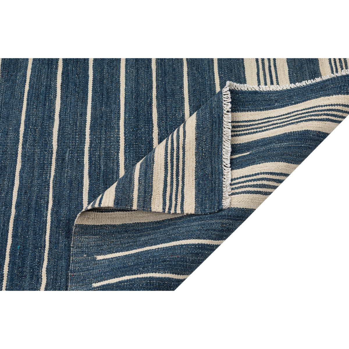 (5'9'' x 8'1'') Blue Striped Turkish Kilim Rug