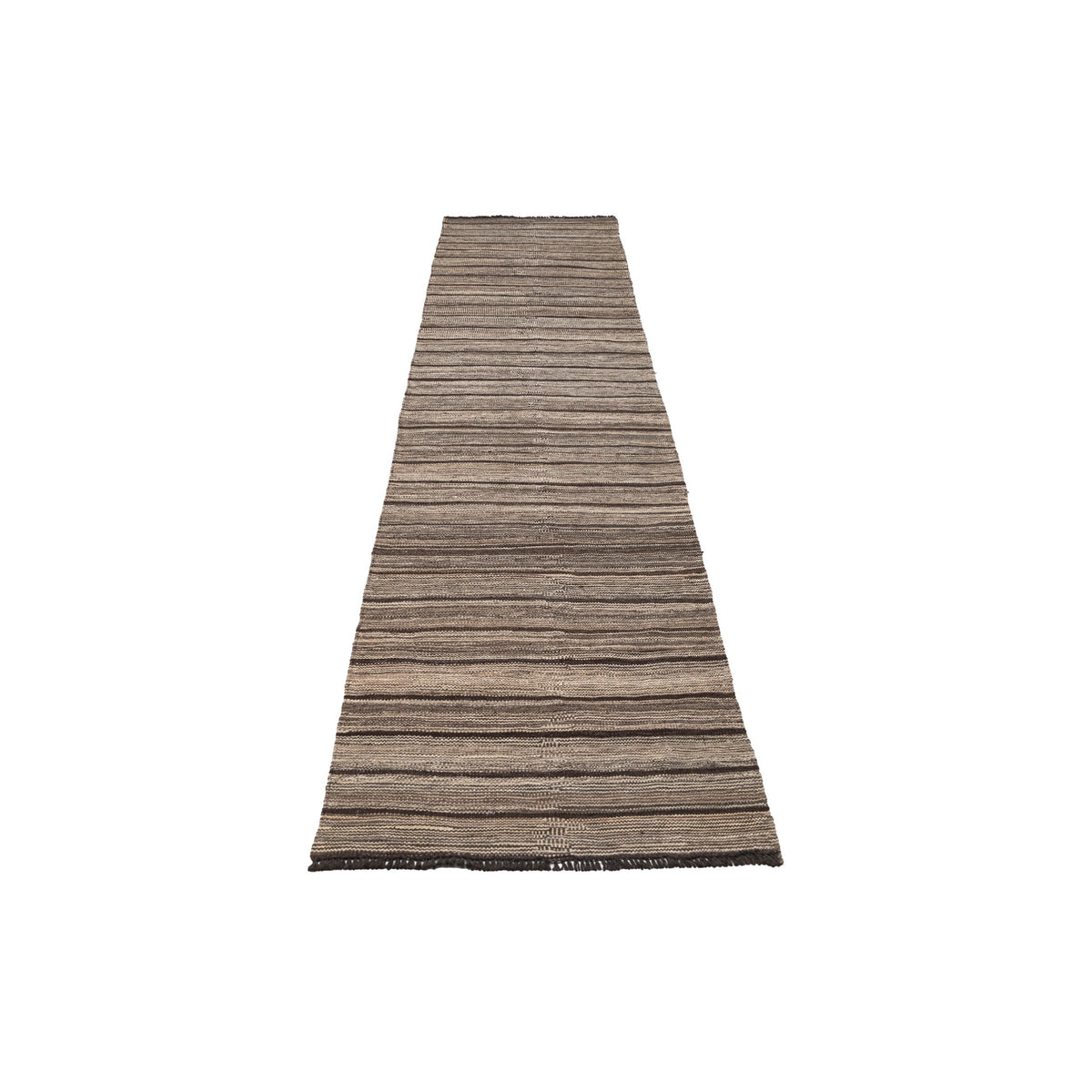 (2'7'' x 11'6'') Beige Brown Modern Design Turkish Kilim Runner Rug