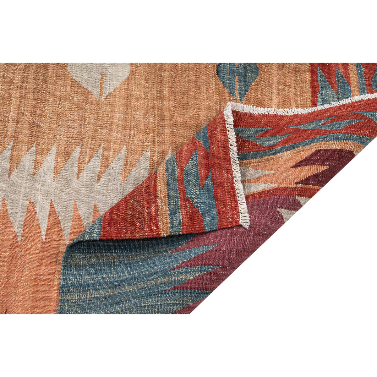 (5'1'' x 6'8'') New Modern Neutral Scatter Turkish Kilim Rug