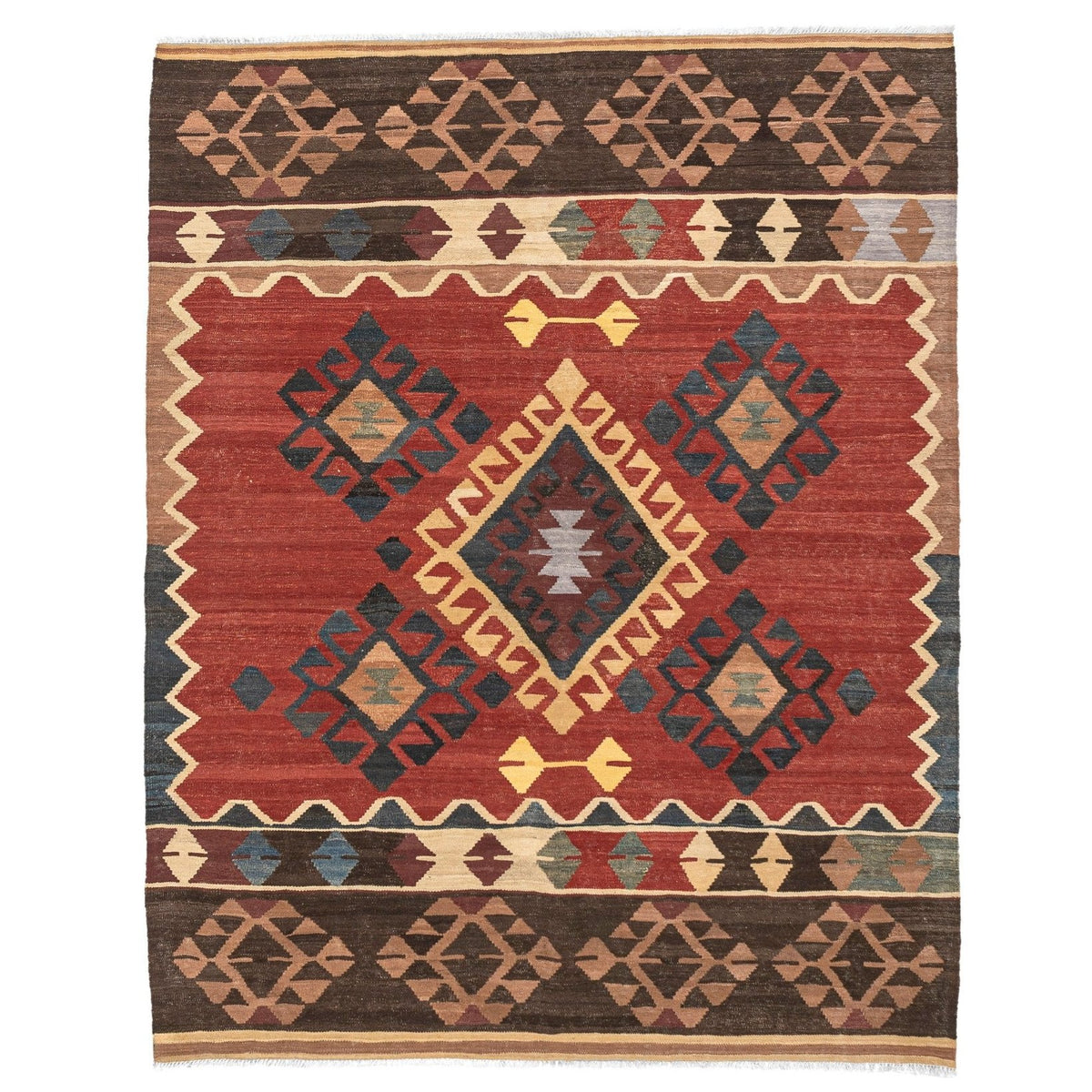 (5'1'' x 6'6'') Multicolor Scatter Turkish Kilim Rug